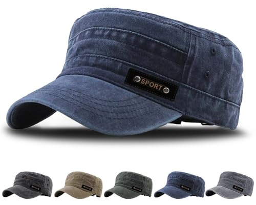 WENAUANG Military Cap Unisex, Army Cap, Vintage Flat Top Caps, Distressed-Look für Outdoor-Sportarten und Kann Schatten Spenden, für Herren und Damen