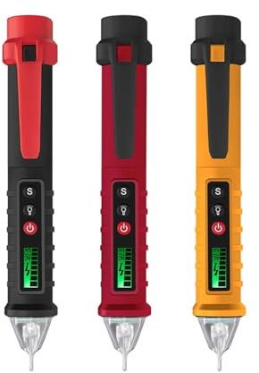TIEOAXFT Non-Contact Tester Pen 12-1000V AC Voltage Detectors Easily Carrying Lightweight Gadgets Volt Current Tester Meter(Red)