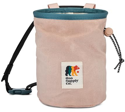 Oso Supply Co Cascadia Kreidebeutel aus gewachstem Segeltuch – Reißverschlusstasche & Netztasche für Bouldern, Klettern, Fitnessstudio, Gewichtheben – wasserabweisend, verstellbarer Gürtel, breite