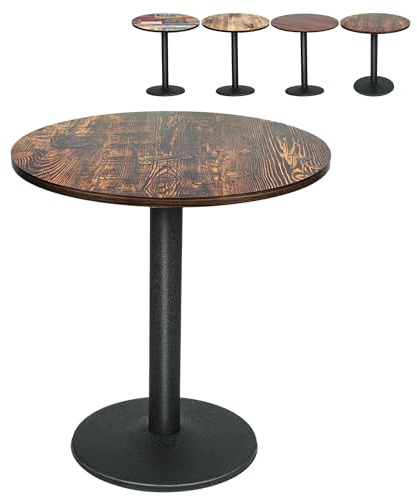 XUANYU Tavolo da pranzo rotondo per 4 persone, φ70 cm tavolo da cucina industriale con piede in ferro, tavoli da bistrot/sala da pranzo/soggiorno (marrone-nero, grano-legno)