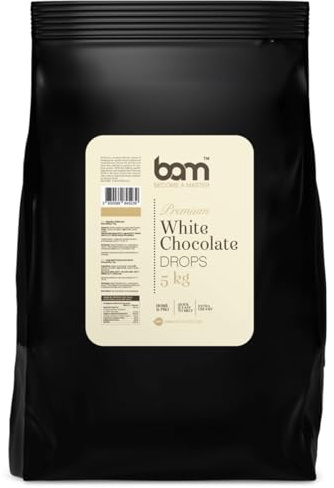 BAM Pépites de Chocolat Blanc – Chocolat Pâtissier pour Desserts, Ganaches, Crèmes et Fruits – Chocolat de Couverture de Qualité – 5kg