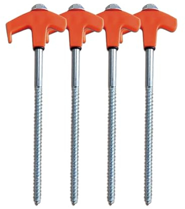 Zeltheringe zum Einschrauben – robuste Bodenanker, Metall-Gewinde-Spikes, Camping, für Outdoor-Heringe, 4 Stück