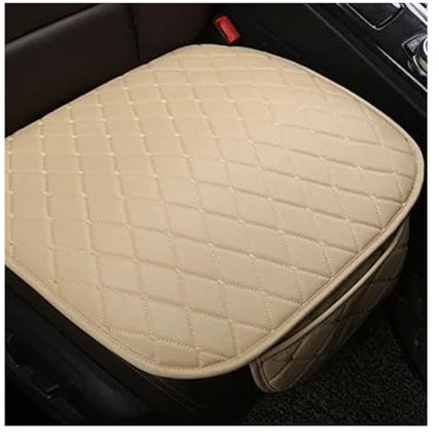FHFB Autositzschoner PU Leder Universal Kissen Auto Sitzbezug Für Skoda Für Fabia Für Rapid Für Yeti Für Combi Für Karop Zubehör Sitzschutz Abdeckung Autoschonbezug(Beige,1 Seat)
