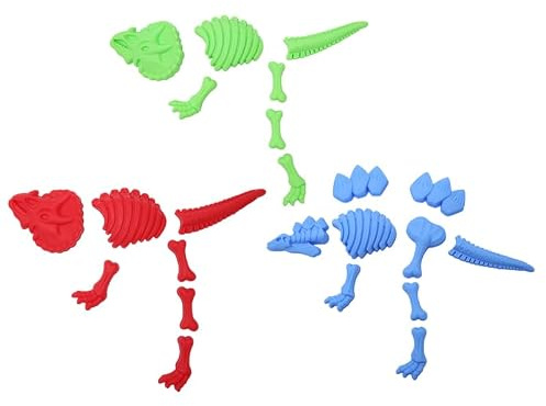 Veemoon 3 Stück Dinosaurier-Sandspielzeug Set Aus Kunststoff Leichtes Sandformen-Set FüR Kinder Kreatives Strandspielzeug Mit Mehrfarben Dinosaurier Skelett Formen Ideal FüR Sandkasten Und Stran
