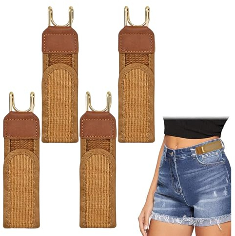 PHYNDR 4 Pezzi Cintura Senza Fibbia, Tattica Con Ganci Metallici, Regolabile, Elastica E Invisibile, Adatta A Uomini E Donne,Per Jeans, Pantaloni Tempo Libero & Uscite (Marrone)