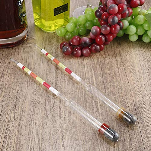 Ejoyous Hidrómetro de 3 Escalas, Medidor de Alcohol de Vidrio de Triple Escala, 255 X 15 Mm, con Escala Triple para Vino Cerveza (Colores variados)