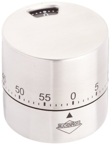 Küchenprofi Timer-1009192800 Silber One Size | Mechanisch aufziehbare Eieruhr, bis 59 Minuten, kompakte Tischaufstellung, rostfreier Edelstahl, Höhe 6 cm