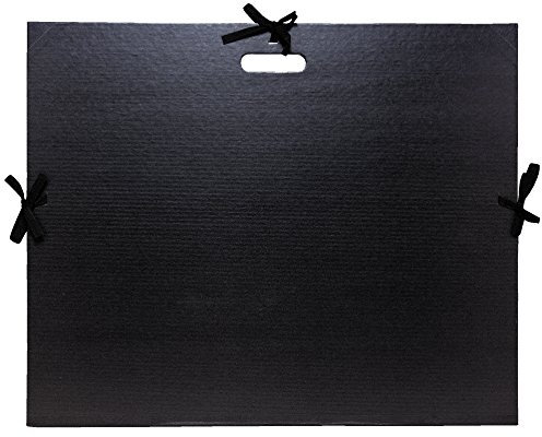 Exacompta 538900E Zeichenmappe Kraft für 59 x 72cm mit 3 Verschlußbändchen aus Stoff. Aus extra starkem Karton 3cm Rückenbreite schwarz ideal zum transportieren und aufbewahren