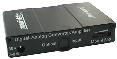 microFidelity Convertisseur Numérique-analogique/Amplificateur Modèle 250, Il se connecte directement aux sorties audio optiques Toslink, Très petit, 2 x 40 Watts rms