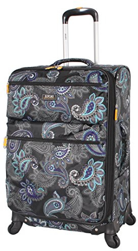 LUCAS Designer Luggage Collection - Expandable 24 Inch Softside Bag - Durable Mid-sized Ultra Lightweight Checked Suitcase with 4-Rolling Spinner Wheels (Diva)