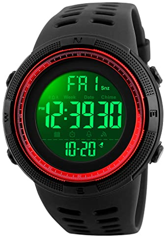 TONSHEN Uomo Orologi da Polso Elegante Impermeabile LED Display Outdoor Sportivo Militare Tattica Digitale Quarzo Orologio Plastica Lunetta e Gomma Band Calendario Data Cronometro Doppio Tempo