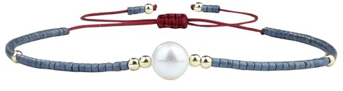 KELITCH Neue Freundschaftsarmbänder Gewebte Miyuki-Perlenarmbänder für Damen Armbänder Armreifen (Grau Blau)