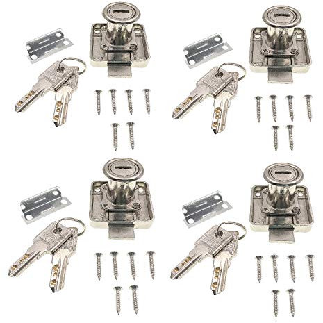 JZK 4 Pezzi serratura a cilindro per cassetto cassettiera scrivania con chiavi uguali, serratura per anta armadietto armadio cucina guardaroba