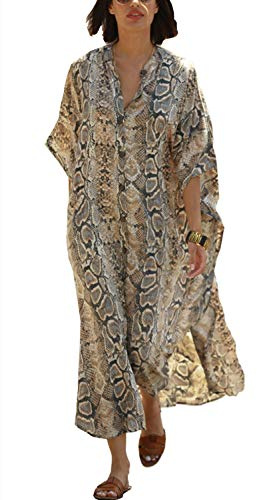 YouKD sommar kaftan maxi bohemisk klänning strand täckande rob stor kimono en storlek, Orm, One Size Stor