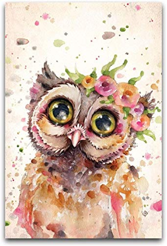 ZRRTTG Leinwand Bilder Kunst 60x90cm Eule Aquarell Tiere Freizeit für Wohnzimmer Dekorationen Malerei Poster Druckt Gedruckte Kein Rahmen