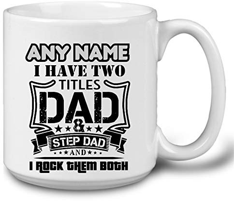 GOPERSONALISED Gifts for Stepdad - Personalised Jumbo 20oz I Have Two Titles Dad and Step Dad Mug Coffee Cup - Novelty Fathers Day Birthday Christmas Gifts for Stepfather