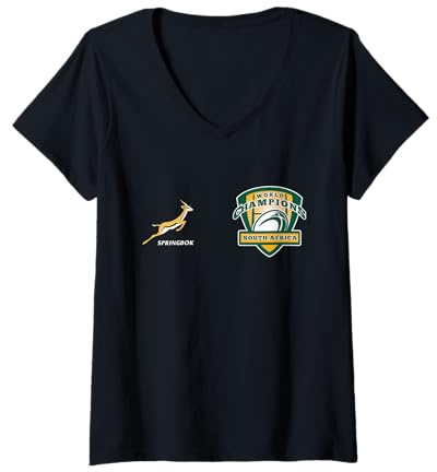 Damen World Champs Springbok Bokke South Africa Rugby T-Shirt mit V-Ausschnitt