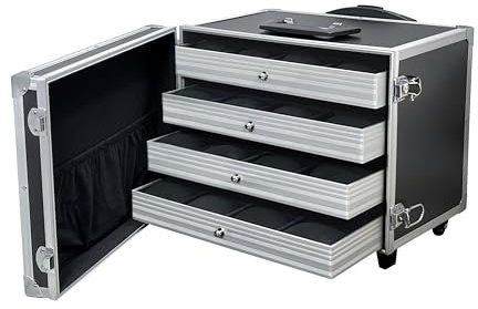 MR Maestro Relojero - Robuste Aluminium Uhrenbox | Platz für 48 Uhren und Schmuck | Ideal für Herrenuhren Watch | Wasserdicht, Aluminium, Grande