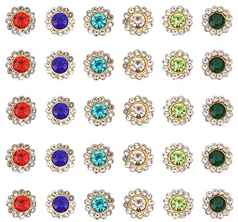 SUPERFINDINGS 600 Stück 8 mm Blumenform Strass Zum Aufnähen 6 Farben Helle Perlen Mit Flacher Rückseite Kristallverzierungen Aufnähen Zum Basteln von Kleidung Schmuckherstellung