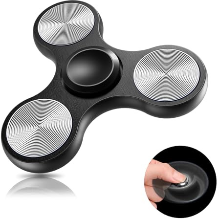 Coolden Fidget Spinner Metall Fidget Toys Hand Spinner Kinder Erwachsene | Anti Stress Spielzeug Hochwertig Edelstahl Stressabbau Coole Gadgets Finger Kreisel Leiser für Büro Schule Geschenk Schwarz