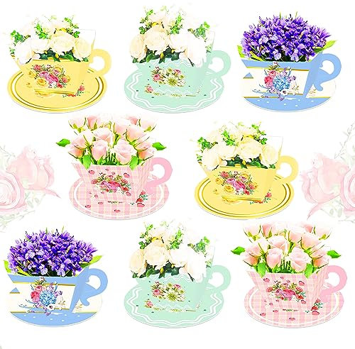 LaVenty 24PCS Vintage Floral Tea Party tazze da tè e piattino set Tea Party Centrotavola Lets Par Tea Supplies Tea Party Decorazioni