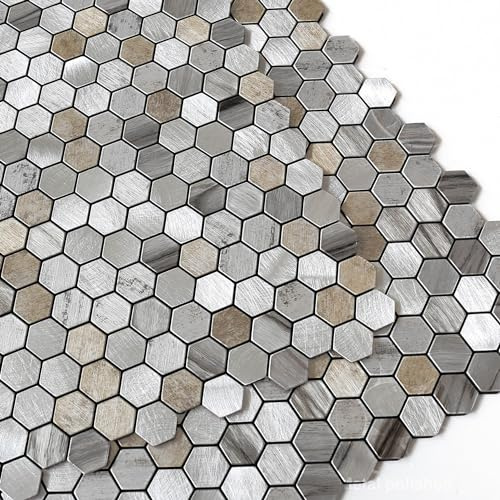 M MOFIT Wandfliesen Selbstklebend Klebefliesen Mosaik Grau 5 Stück