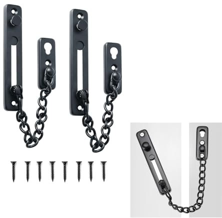 KAYEF 2 catenella porta, catena porta antifurto, chiavistello porta ingresso, con viti, per catene di sicurezza per porte di abitazioni, scuole, porte e finestre interne, ecc.