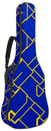 Akustikgitarrentasche Groß Universal Gitarrentasche für 40/41/42 Zoll Wasserdicht mit Schutzschicht Blau Quadrat Geometrisch, mehrfarbig, 42.9x16.9x4.7 in, Gitarrentasche
