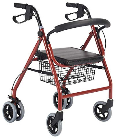 Gehgestell mit 6 Rollen, faltbar, Gehhilfe, Rollator, Einkaufswagen, Trolley mit Sitz, für ältere Menschen mit Lichtstern