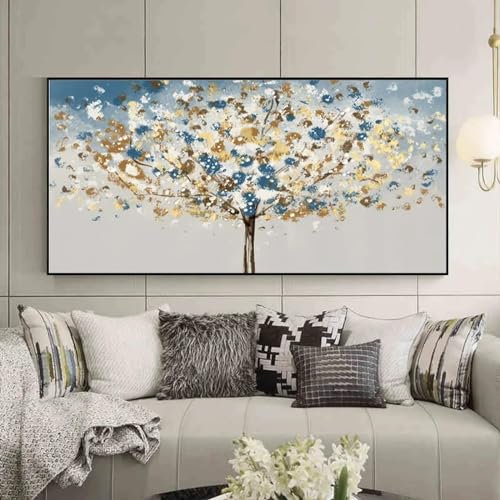 Nordische Kunst Leinwandmalerei Baum/Blatt Moderne abstrakte Poster und Drucke Wandbild für Wohnzimmer Wohnkultur Kunstwerk 70x140cm (28x55 Zoll) Ungerahmt