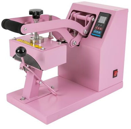 Transferpresse Hitzepresse Maschine DIY Heißpresse Hochleistungs-Heißpressenmaschine Tragbare Heat Press Machine Druckmaschine für Hüte Textilpresse Kappen-Heißpressenmaschine 42*23*33cm (Rosa)