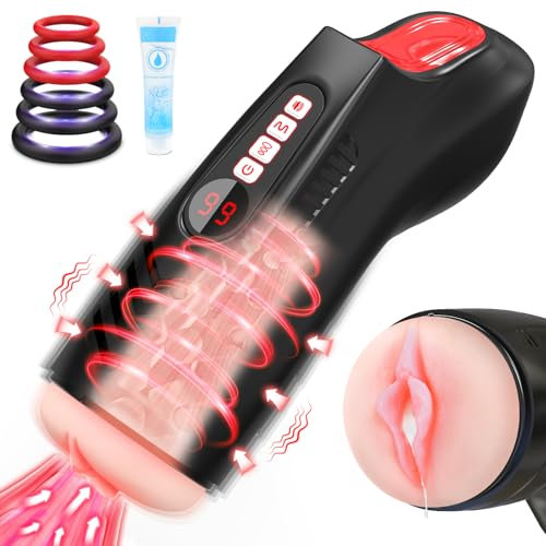 Masturbtore per Uomini Sex Toys Uomo - Masturvatore per Uomo Elettrico LED, 9 Potenti Modalità di Suzione e Vibrazione Masturbatori Maschili Sexy Toys 6 Anelli per il Pene Masturazione RealisticoUomo