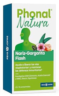 Cuidado de la nariz, garganta y vías respiratorias. Phonal® Natura Nariz-Garganta Flash. 15 Comprimidos. Reig Jofre.