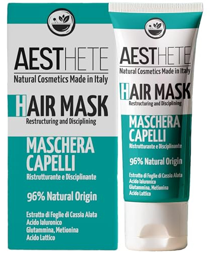AESTHETE Professionell återställande hårmask - disciplinerande och fuktgivande med hyaluronsyra och bevingad kassia för lockigt slätt lockigt hår reparation för skadat hår 250 ml
