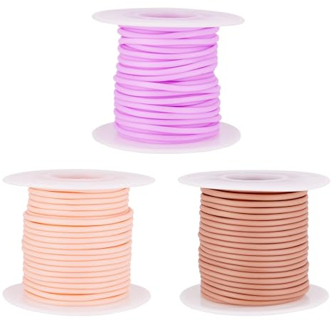 PandaHall - Cordoncino cavo da 30 m, 2 mm, in gomma, colore rosa, viola, marrone, per barbiere, lavori a maglia, uncinetto, artigianato e creazione di gioielli