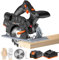 Fexrror Scie Circulaire Sans Fil 20V, Scies Circulaires Électriques avec Batterie 4,0 Ah et Chargeur, Guide Laser, 150mm Lame, Max Coupe 50mm(90 °), 36mm(45 °), pour Bois, Plastique, Métal Mince