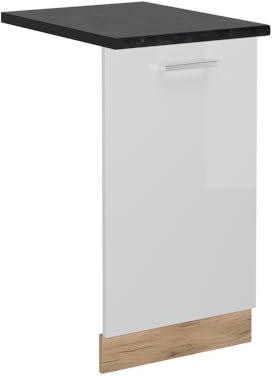 Vicco Panel Frontal R-Line, Blanco Alto Brillo, 45 cm, ET Antracita, para combinación Libre Dentro de Sistemas de Cocina modulares