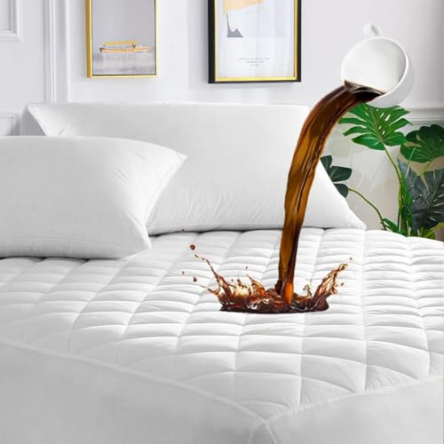 Luxury Quilted Waterproof Mattress Protector – Ultra Soft, Anti-Allergy, Noiseless Fitted Cover – Protects Against Spills, Dust Mites & Stains Breathable & Durable Microfiber (Double)