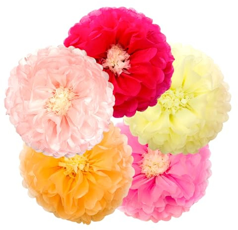 Bliceon 5 Pcs Pom Poms Paper Flowers Decorations, 12inch Tissue Paper Pom Poms for Wedding Birthday Baby Shower Wall Hanging Party Decor