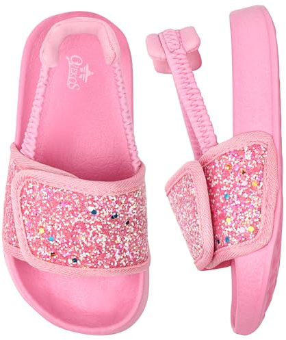 Girls Flip Flops Boys Summer Slippers Kids Glitter Sliders Beach Bathroom Pool Cute Sandals Toddlers Home Shower Shoes Lightweight Non-slip Little Girls Sequins Slides for Indoor Outdoor