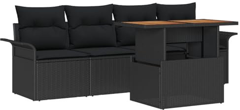 vidaXL Trädgårdsoffset 5 st Svart konstrotting
