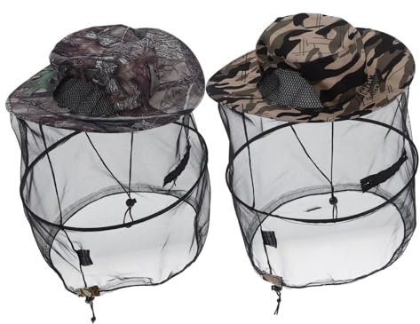 iplusmile 2 Stück Fischerhut Beekeeeping Hut Outdoor-Arbeitshut Schmetterlingsfängerhut Fischernetzkopf Forstbienenzuchtversorgung Biene halten Schleierhut Imkerhut Polyester