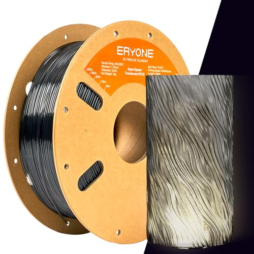 ERYONE High Speed Translucent PETG Filament 1.75mm +/- 0.03mm, 30-500mm/s 3D Drucker Filament, 1kg/Spool, Grey