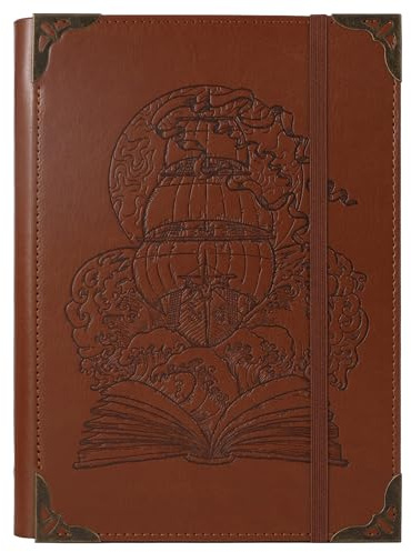 TIEFOSSI A5-Pärm med 6 Ringar Anteckningsbok för Kvinnor Män, Inbunden PU-Läderdagbok, Fartyg Vintage Dagbok, College-linjerade Anteckningsböcker för Skolan, Planerare, Resor, Arbete, Organiserare