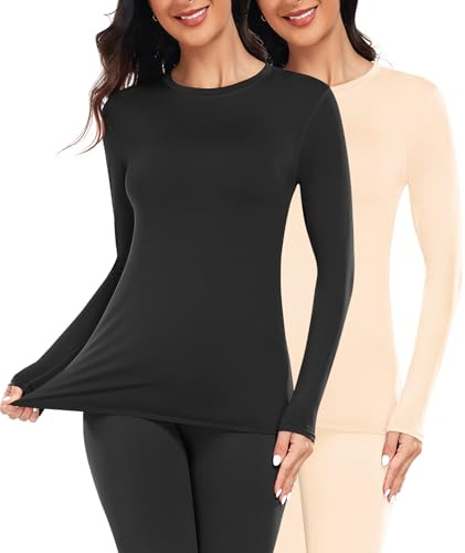 YADIFEN Thermounterwäsche Damen Thermo Oberteil Langarm Thermoshirt Damen | Thermo Oberteile Damen Warme Unterwäsche Shirt Winter Funktionsshirt Thermooberteile Thermal Unterhemd mit Innenfleece