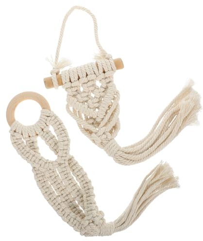 HEMOTON 2 Piezas Colgadores de Plantas de Macramé Soporte Colgante para Macetas Decoración de Pared Interior y Exterior Diseño Artesanal con Resistentes y Transpirables para Plantas y