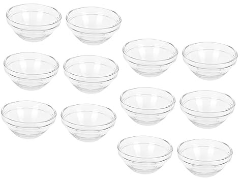 MOTHNUR 12 pièces Lot de Bols Verre Clair pour Masque Facial Bol de Mélange pour Soins Visage Coupelle Pratique pour Salon et Usage Domestique