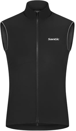 Santic cykelväst herr dam termisk löpväst ärmlös vindväst vinterväst, svart, M