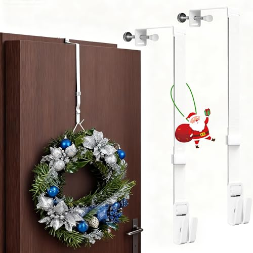 Festerekey Verstellbarer Türhaken aus Metall mit Klebepads – Premium Door Hook, Reversible Door Hook for Hanging, Includes Flexible Band, Adjustable & Robust Hook for Hanging 2 Pack