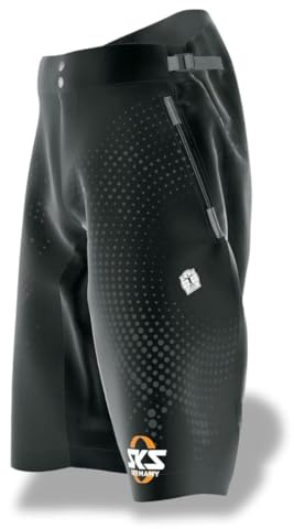 SKS GERMANY MTB-Shorts Unisex, Größe S mit Punkten | Schnell trocknendes Material, abriebfest, Straight Fit, verstellbare Hüftgurte, Reißverschlusstaschen